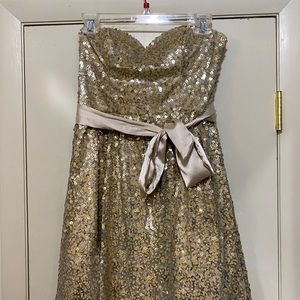 Champagne/Gold Strapless Dress